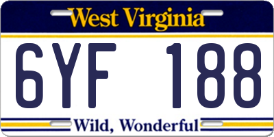 WV license plate 6YF188