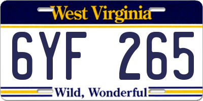 WV license plate 6YF265