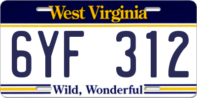 WV license plate 6YF312