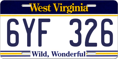 WV license plate 6YF326