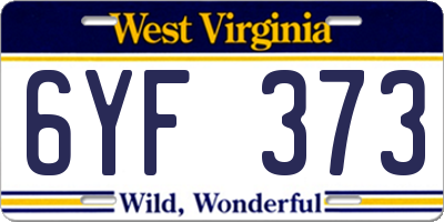WV license plate 6YF373