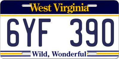 WV license plate 6YF390