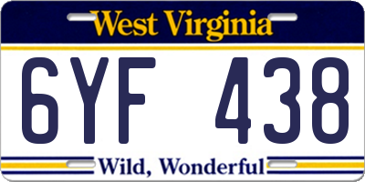 WV license plate 6YF438