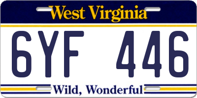WV license plate 6YF446