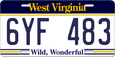 WV license plate 6YF483