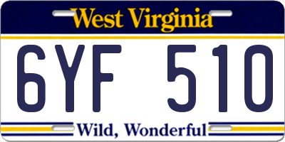 WV license plate 6YF510
