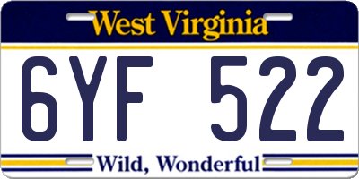 WV license plate 6YF522
