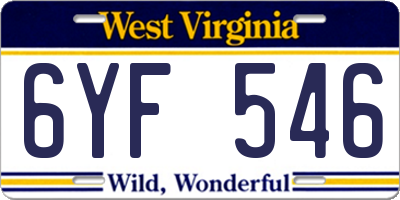 WV license plate 6YF546