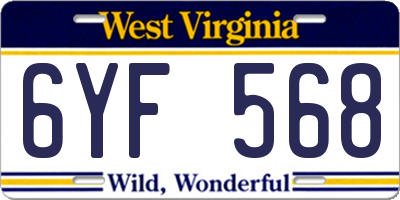 WV license plate 6YF568