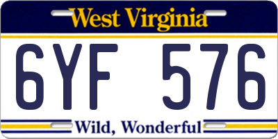 WV license plate 6YF576