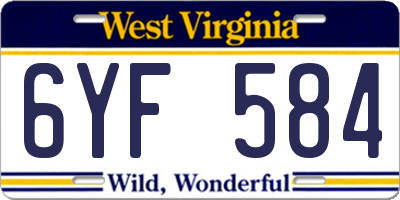 WV license plate 6YF584