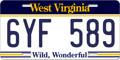 WV license plate 6YF589