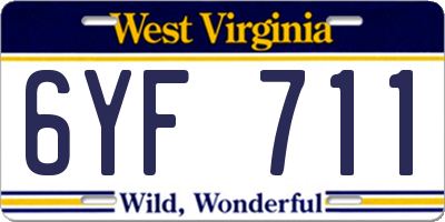 WV license plate 6YF711