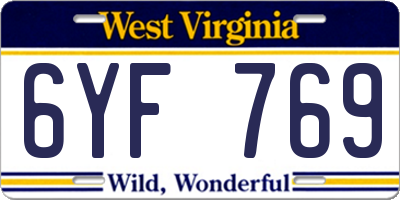 WV license plate 6YF769