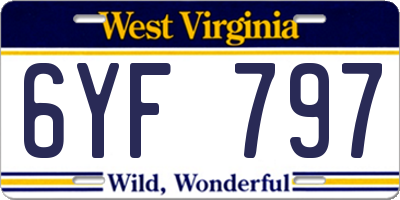 WV license plate 6YF797