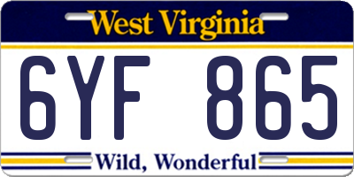 WV license plate 6YF865