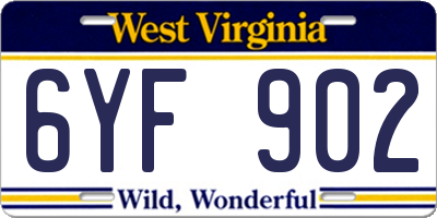 WV license plate 6YF902