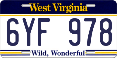 WV license plate 6YF978