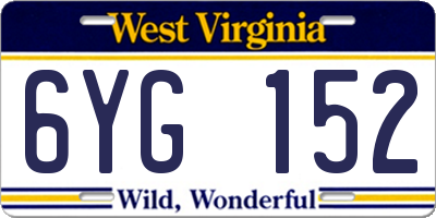 WV license plate 6YG152