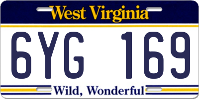 WV license plate 6YG169