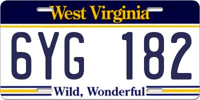 WV license plate 6YG182