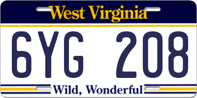 WV license plate 6YG208