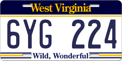 WV license plate 6YG224