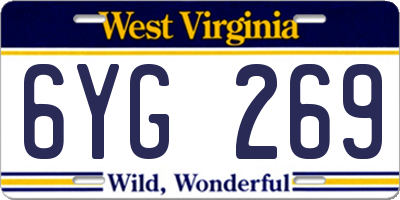 WV license plate 6YG269