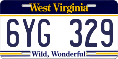 WV license plate 6YG329