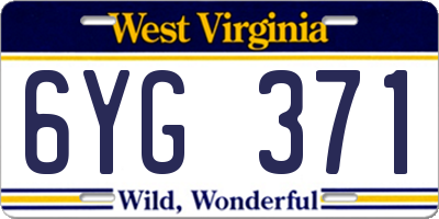 WV license plate 6YG371