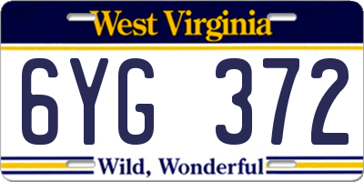 WV license plate 6YG372