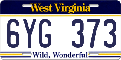 WV license plate 6YG373