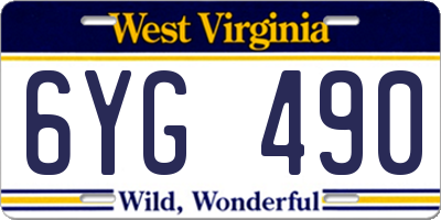 WV license plate 6YG490