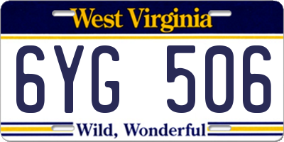 WV license plate 6YG506