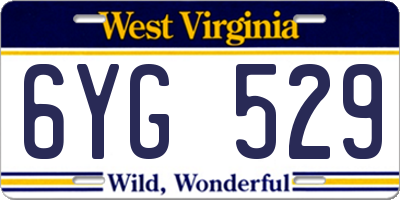 WV license plate 6YG529