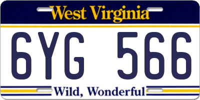 WV license plate 6YG566
