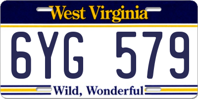 WV license plate 6YG579