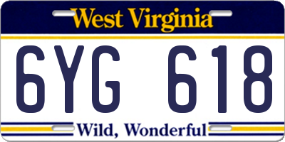 WV license plate 6YG618