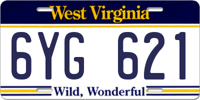 WV license plate 6YG621