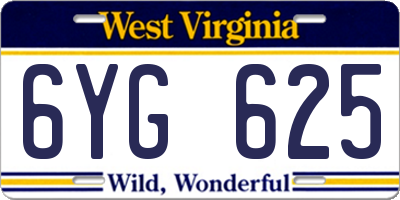 WV license plate 6YG625
