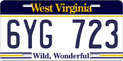 WV license plate 6YG723
