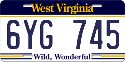 WV license plate 6YG745