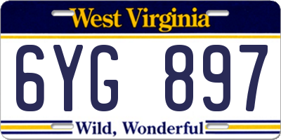 WV license plate 6YG897
