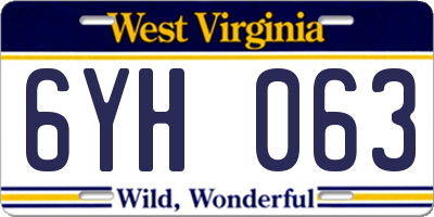 WV license plate 6YH063