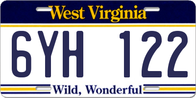 WV license plate 6YH122