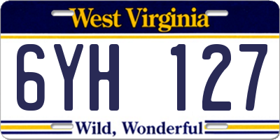 WV license plate 6YH127