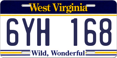 WV license plate 6YH168