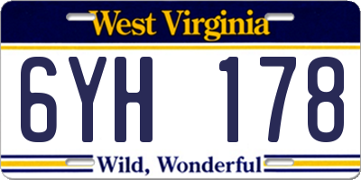 WV license plate 6YH178