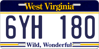 WV license plate 6YH180