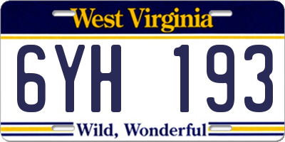 WV license plate 6YH193